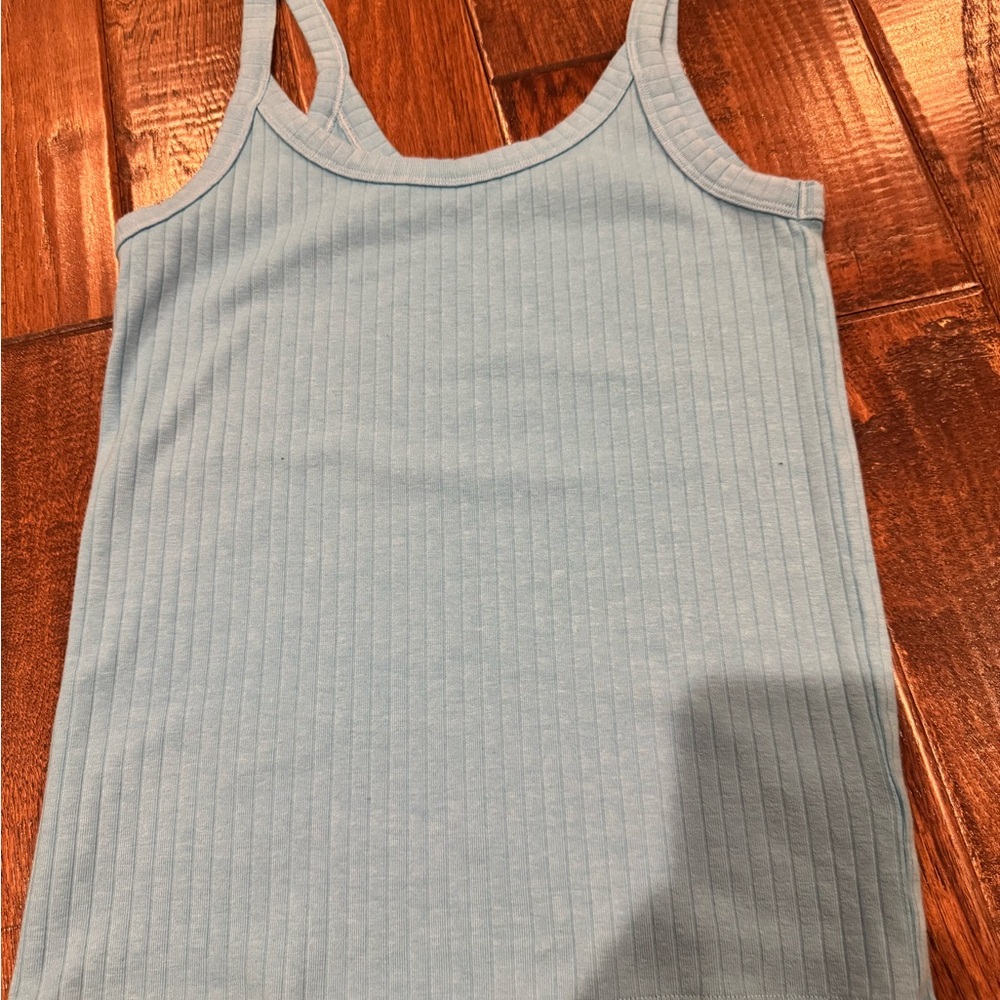 Aerie Sky Blue Ribbed Tank